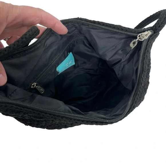 THE SAK Black Macramé Shoulder Bag full top zip - Picture 4 of 7